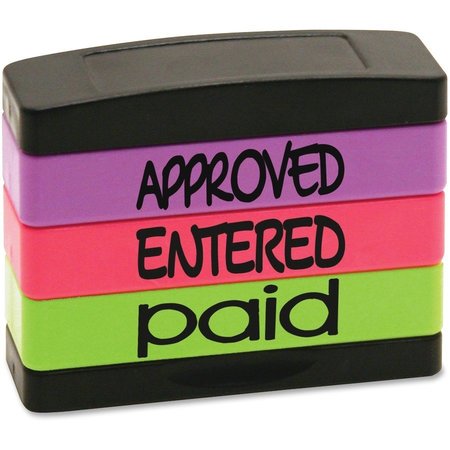STACKSTAMP Stamp Messages, Approved/Entered/Paid, 5-1/8"x1-13-/16", Ast USS8802